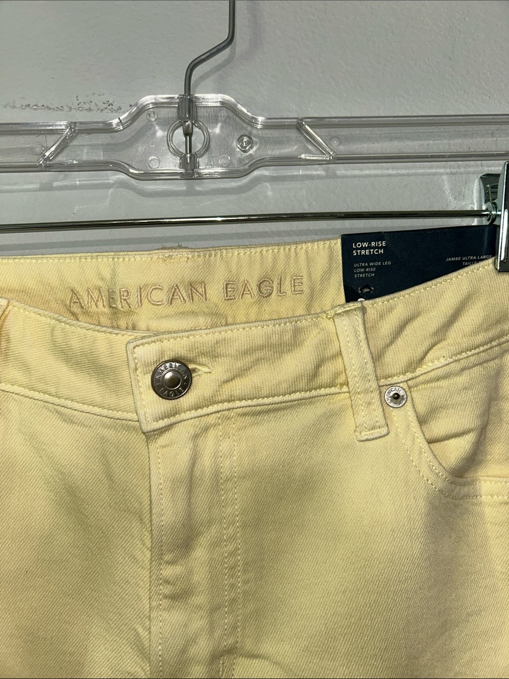 AE Dreamy Drape Stretch Low-Rise Ultra Wide Leg Pant - Yellow NWT - Picture 2 of 11